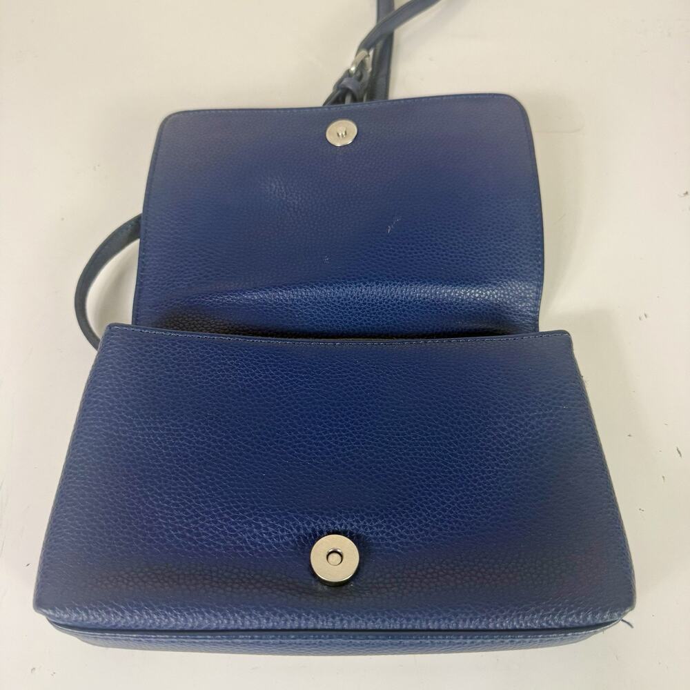 Perlina "Claire" Genuine Leather Crossbody Bag Purse in Ink Blue - Picture 4 of 5